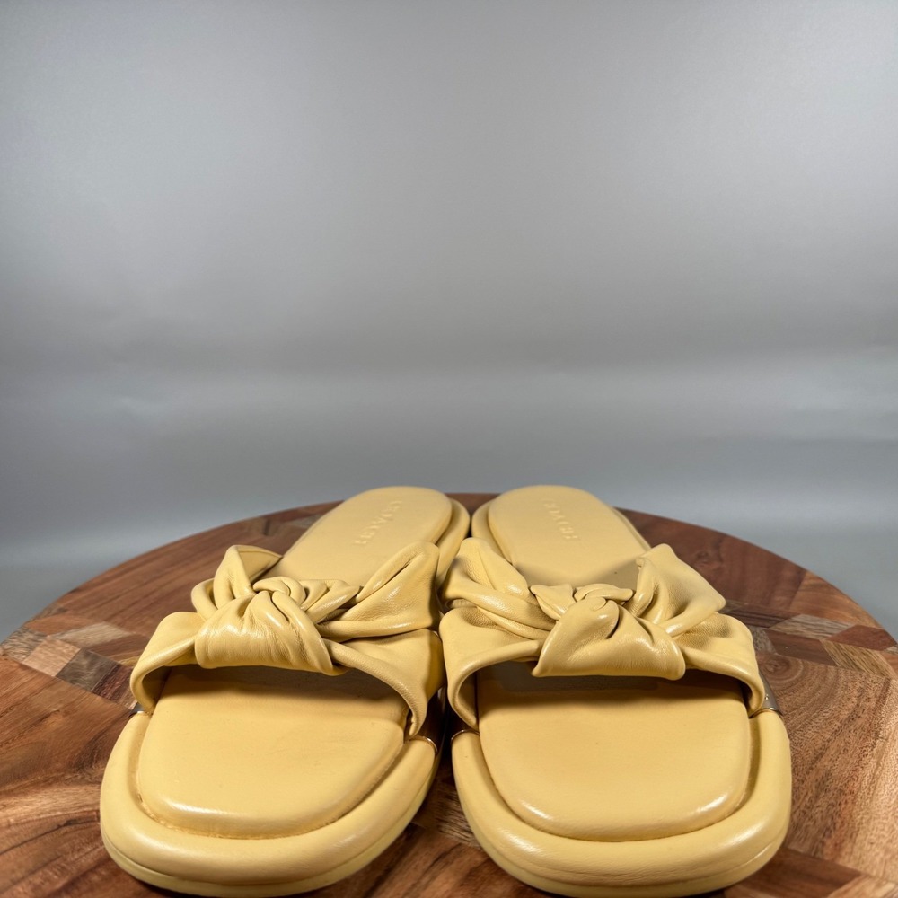 COACH Brooklyn Yellow Leather Knotted Slide Sandals‎ Women's Size 8.5B - Picture 2 of 6